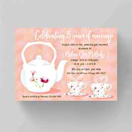 Victorian Tea Cups Anniversary Invitation