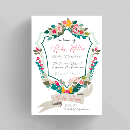 Woodland Floria Baby Shower Invitation