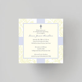 Damask in Cream Baptism Christening Invitation