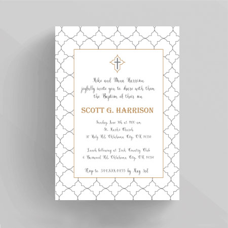 Pattern Christening Baptism Invitation