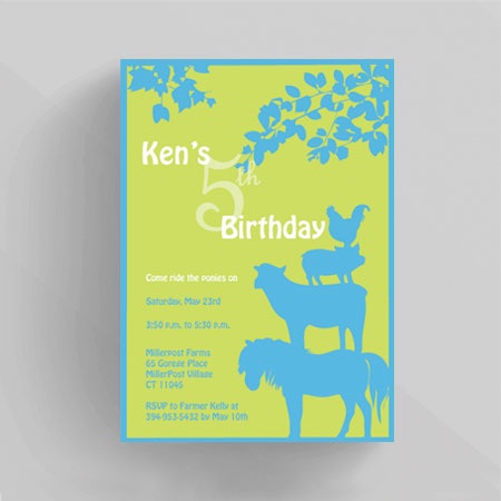 Chicken Riding Pony Kids Birthday Invitation 