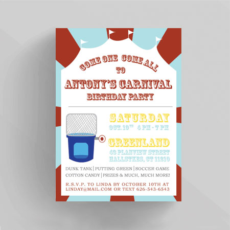 Dunk Tank Carnival Birthday Invitation