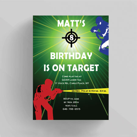 Laser Tag Lights Kids Birthday Invitation