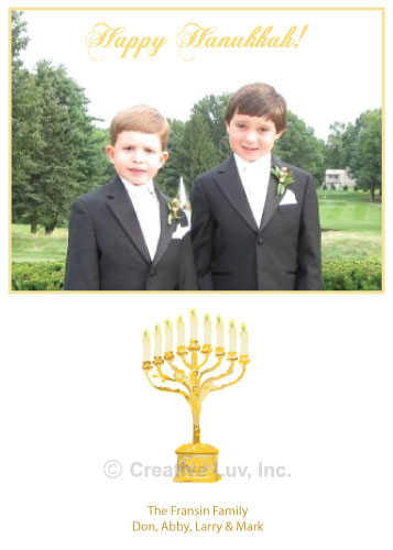 Golden Menorah Flat Photo Card