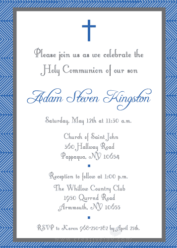 Herringbone Pattern Communion Invitation