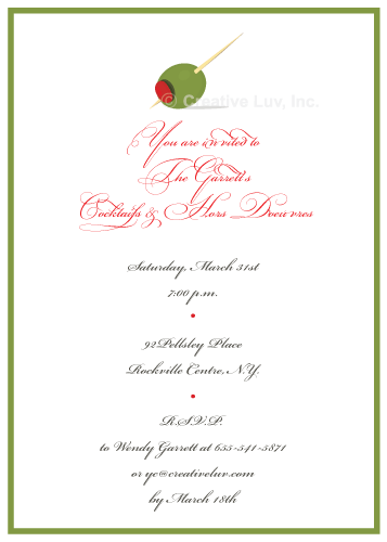 Olive Cocktail Flat Invitation