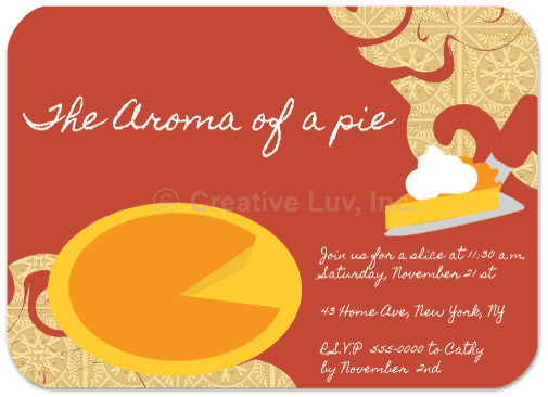 pumpkin pie Invitation, desert invitation, fall dinner invitation, pie Invitation