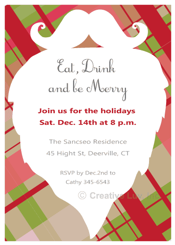 Santa's Mustache and Beard Flat Invitation